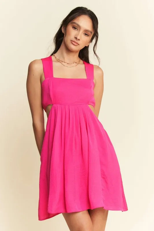 pink bandeau mini dress Washed Satin Cutout Skirt Bandeau Mini Dress – The Spotted Phoenix