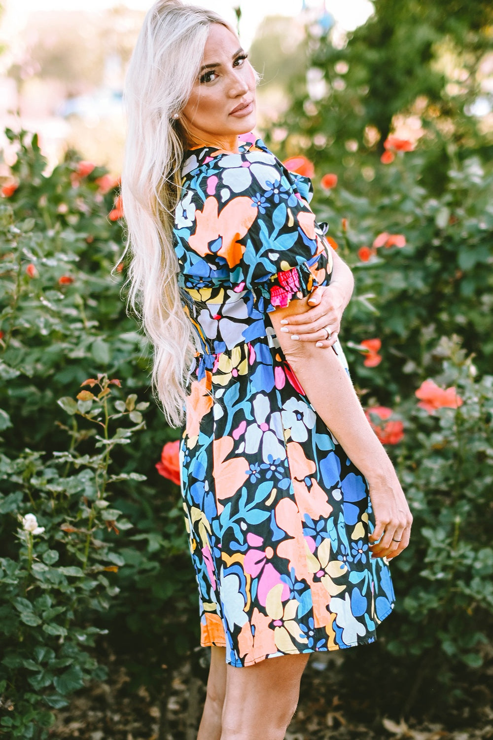 Printed Johnny Collar Half Sleeve Mini Dress – The Spotted Phoenix