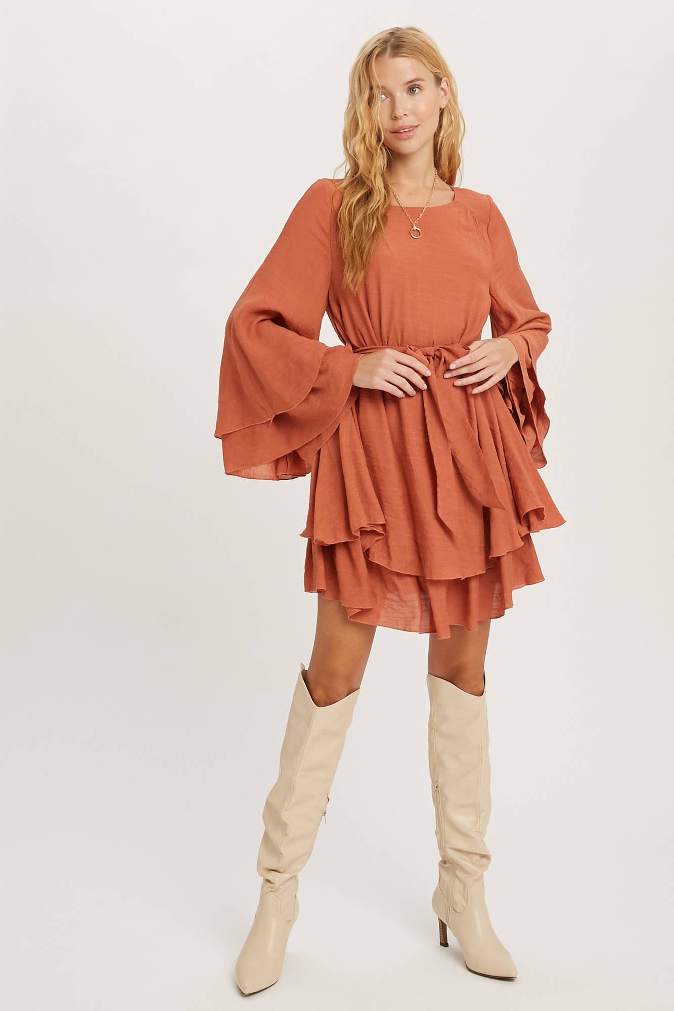 Terracotta Ruffle Boho Dress – The Spotted Phoenix
