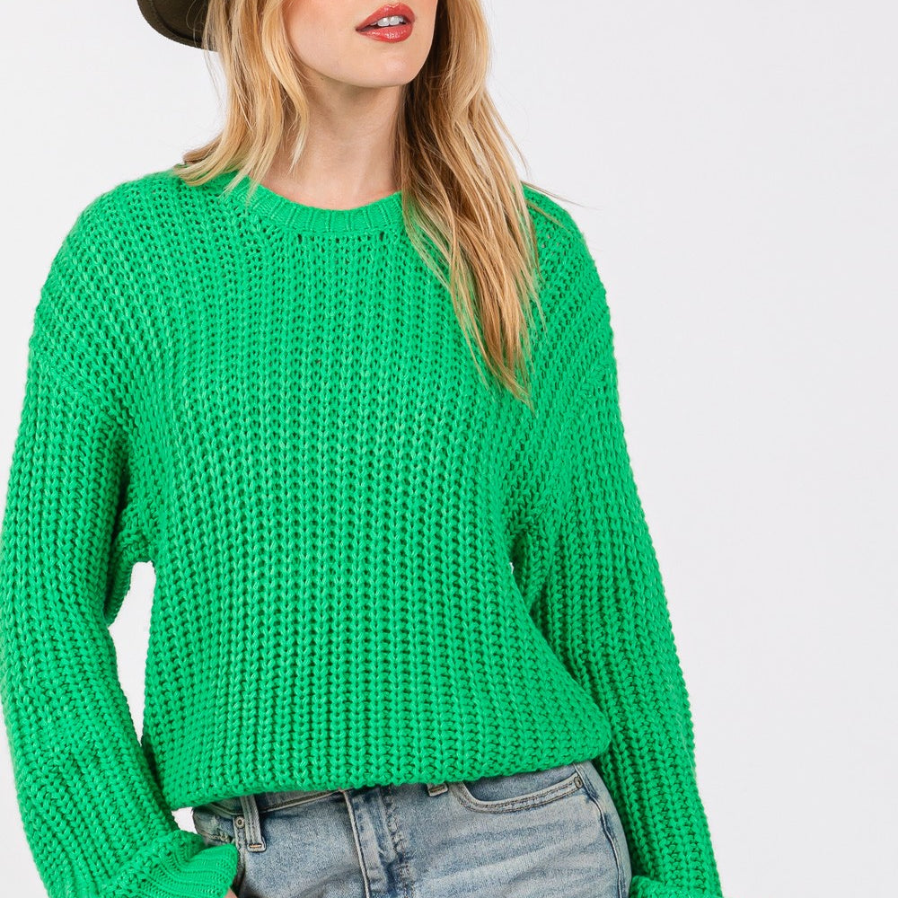 
                      
                        Round Neck Drop Shoulder Sweater
                      
                    