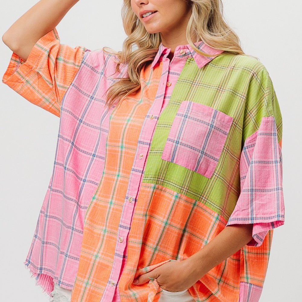 
                      
                        Plaid Collared Neck Half Sleeve Shirt
                      
                    