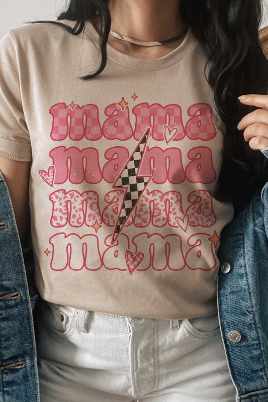 
                      
                        CHECKER LIGHTNING RETRO MAMA Graphic T-Shirt
                      
                    