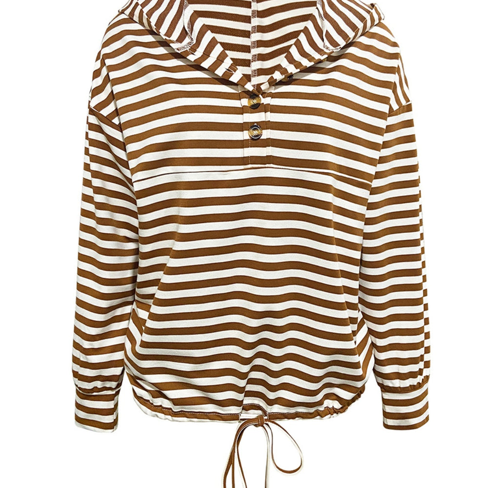 
                      
                        Drawstring Striped Long Sleeve Hoodie
                      
                    