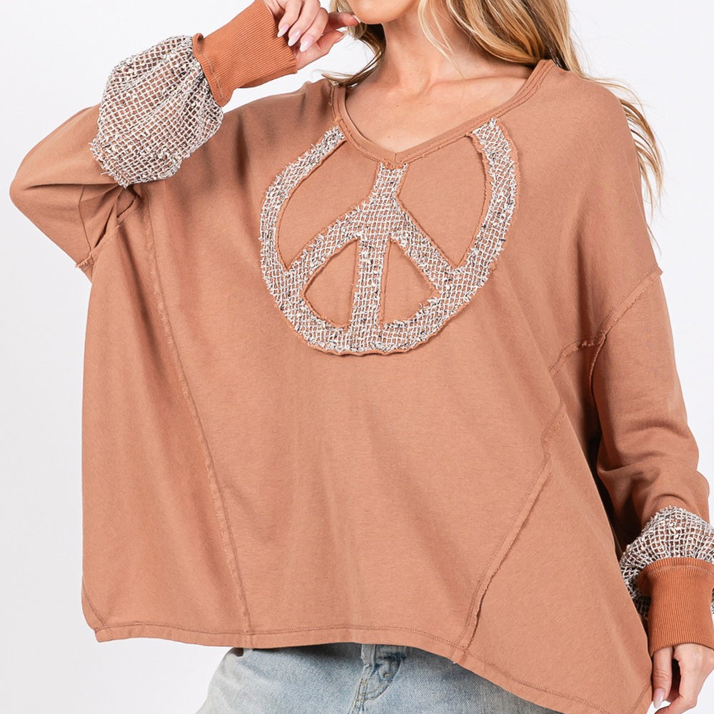 
                      
                        Peace Sign Mineral Wash Terry Top
                      
                    