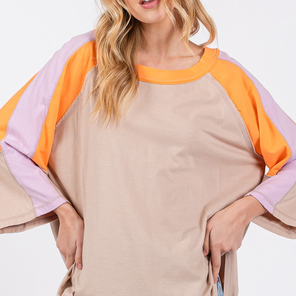 
                      
                        Color Block Curved Hem T-Shirt
                      
                    