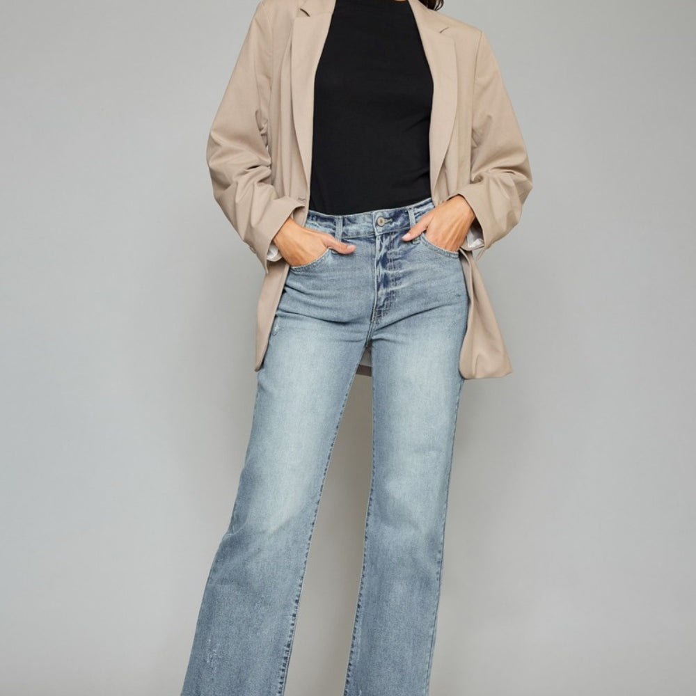 
                      
                        Kancan High Waist Raw Hem Cropped Wide Leg Jeans
                      
                    