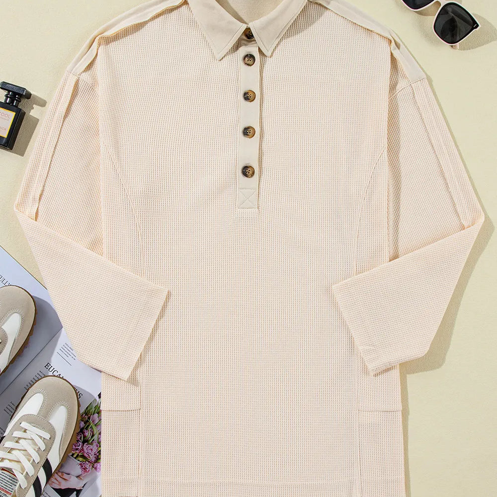 Half Button Long Sleeve Top