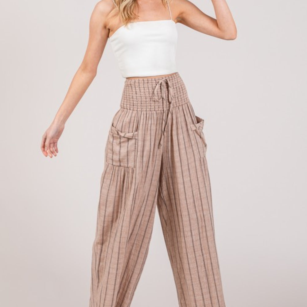 
                      
                        Cotton Gauze Wash Stripe Pants
                      
                    