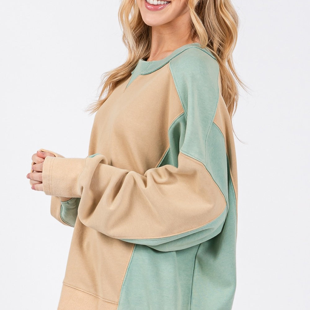 
                      
                        Color Block Round Neck Sweatshirt
                      
                    