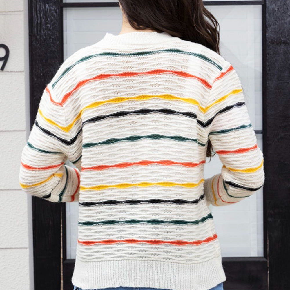 
                      
                        Striped Round Neck Long Sleeve Sweater
                      
                    