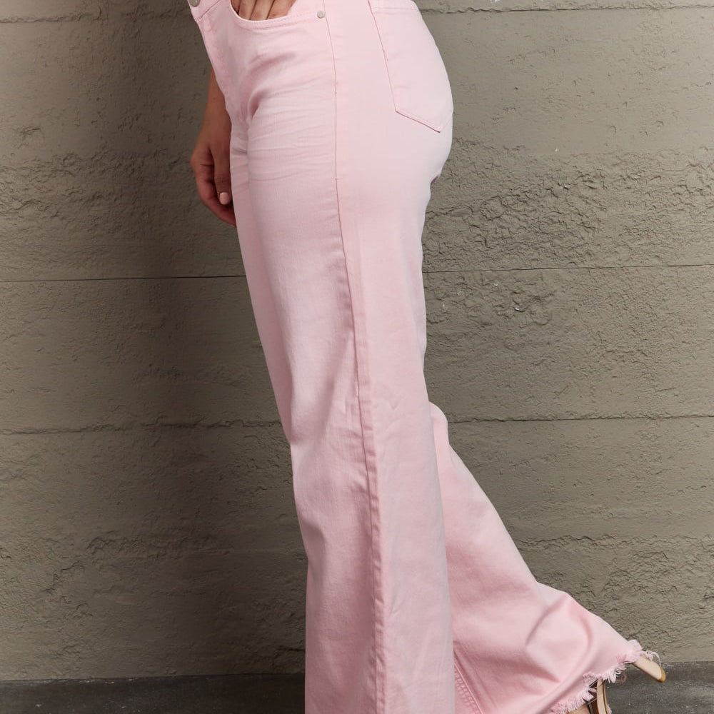 
                      
                        RISEN Raelene High Waist Wide Leg Jeans in Light Pink
                      
                    