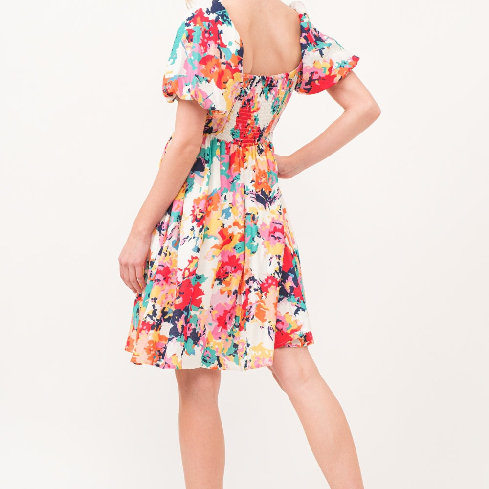 
                      
                        Square Neck Puff Sleeve Floral Dress
                      
                    