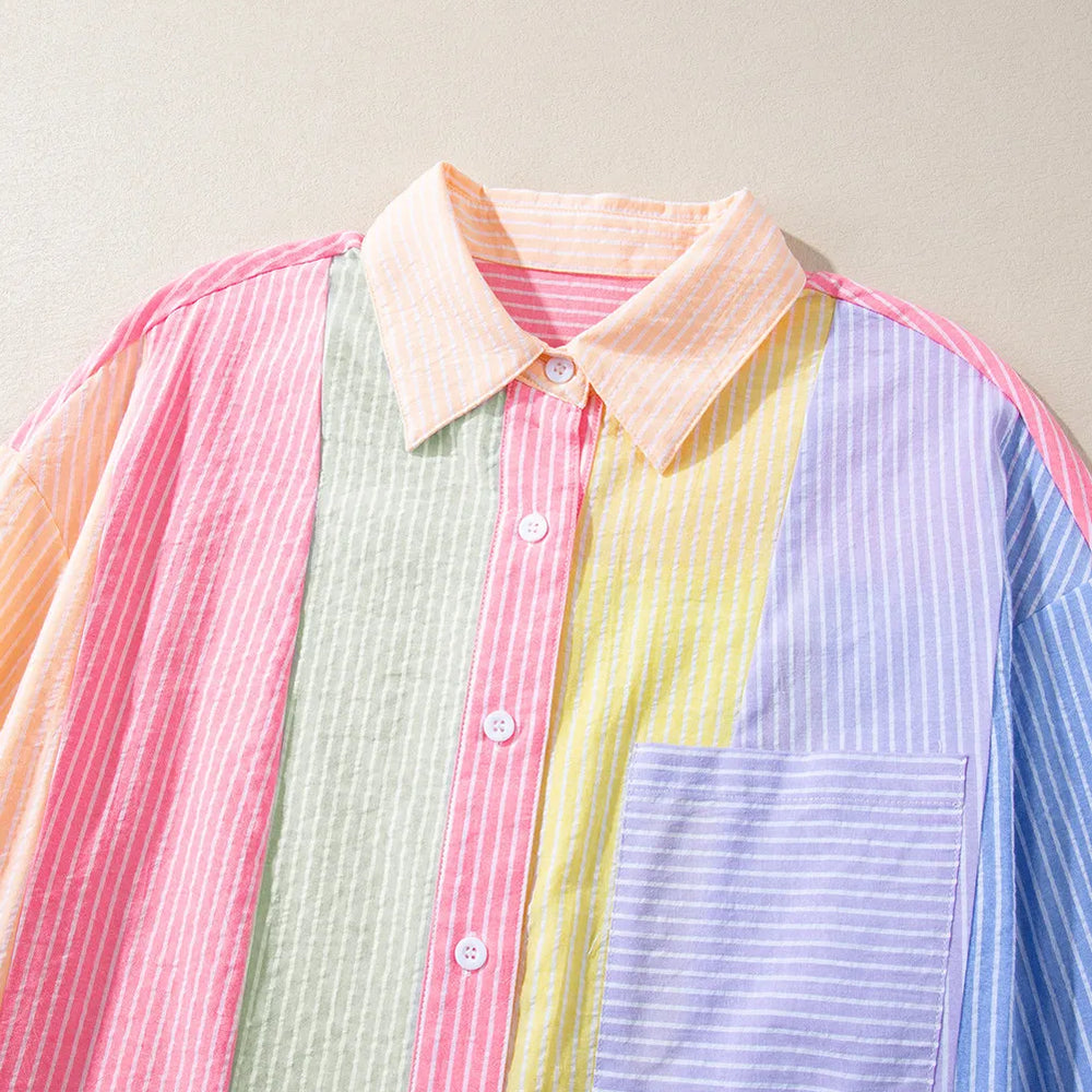 
                      
                        Striped Collared Neck Long Sleeve Shirt
                      
                    