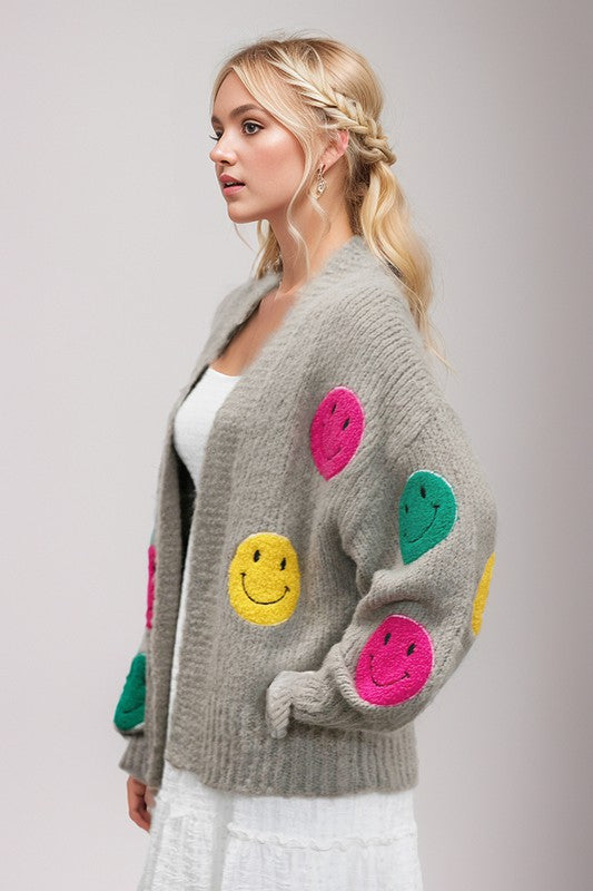 
                      
                        The Fuzzy Smile Long Bell Sleeve Knit Cardigan
                      
                    