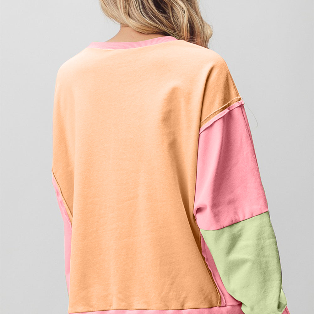 Washed Color Block Sweatshirt