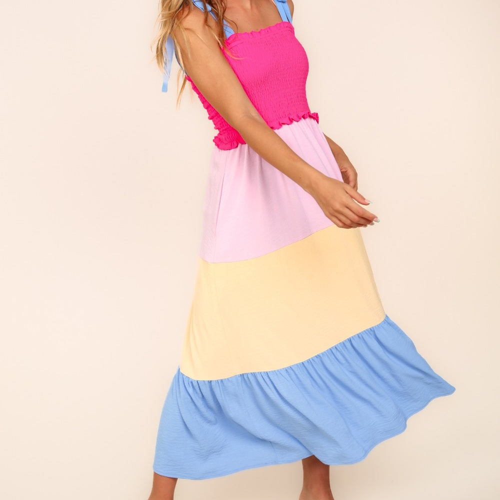 
                      
                        Smocked Color Block Tiered Cami Dress
                      
                    