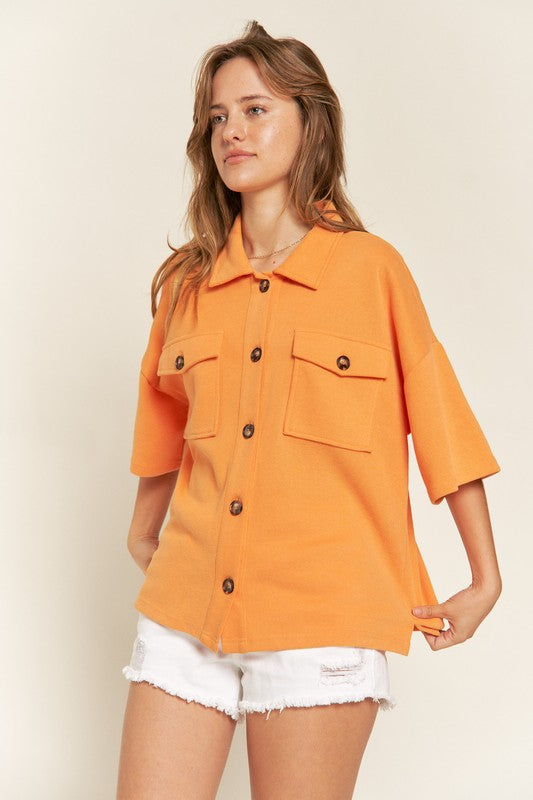 
                      
                        Smiley Back Button Down Top
                      
                    