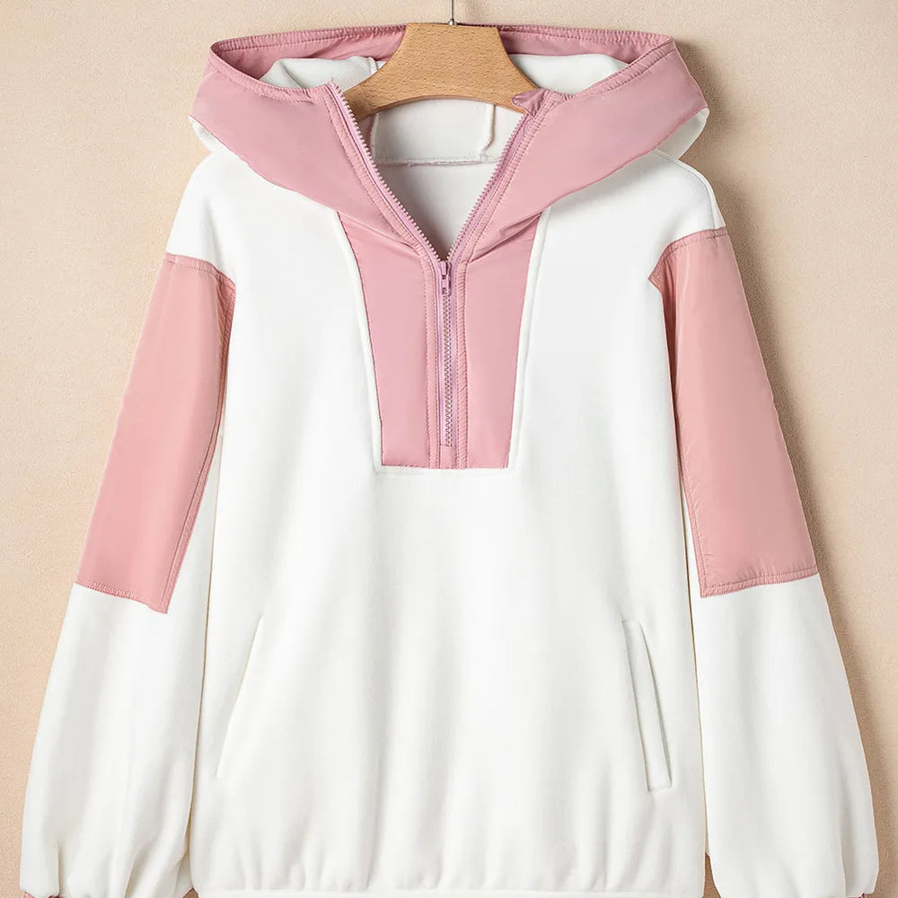 
                      
                        Color Block Half Zip Long Sleeve Hoodie
                      
                    