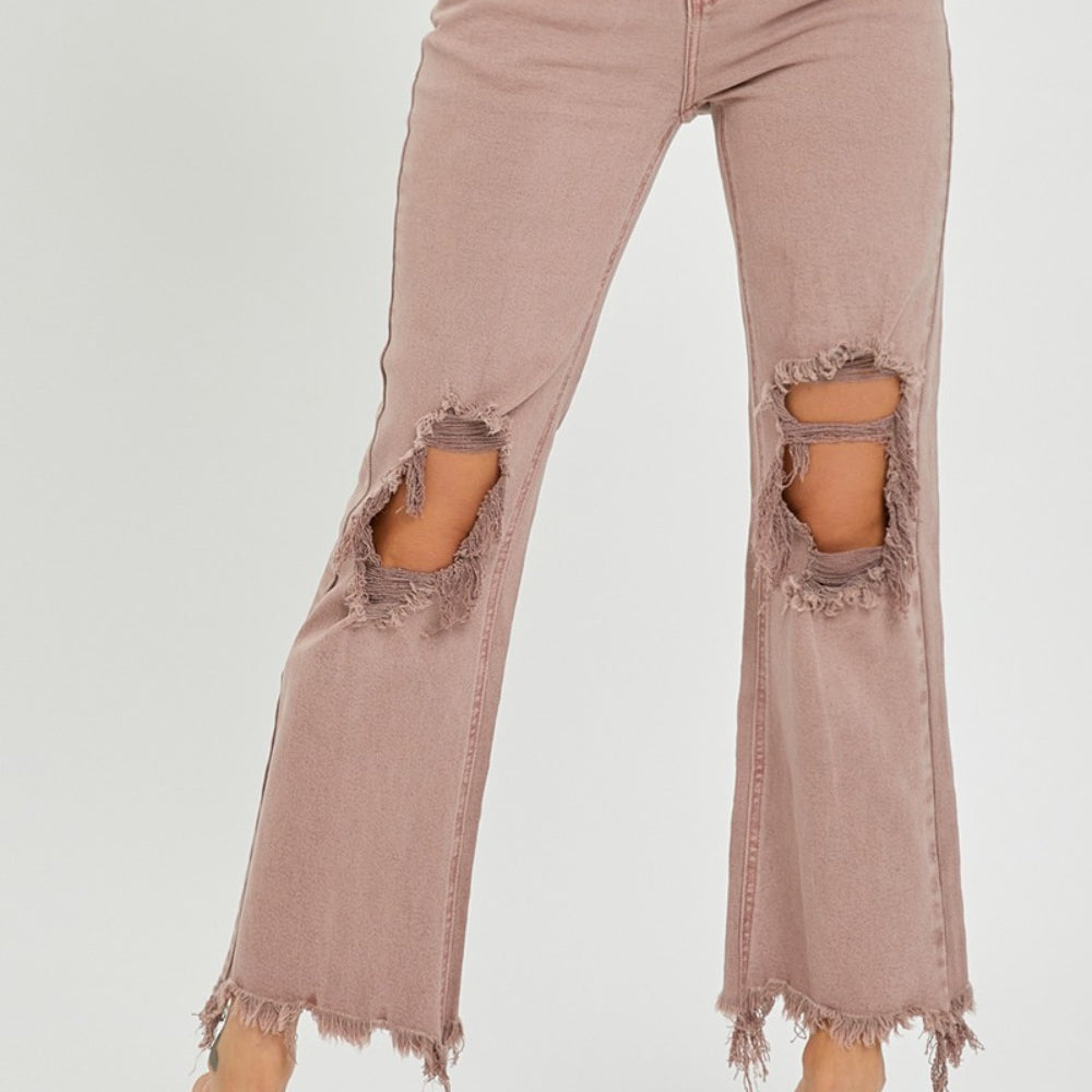 
                      
                        RISEN Distressed Ankle Bootcut Jeans
                      
                    