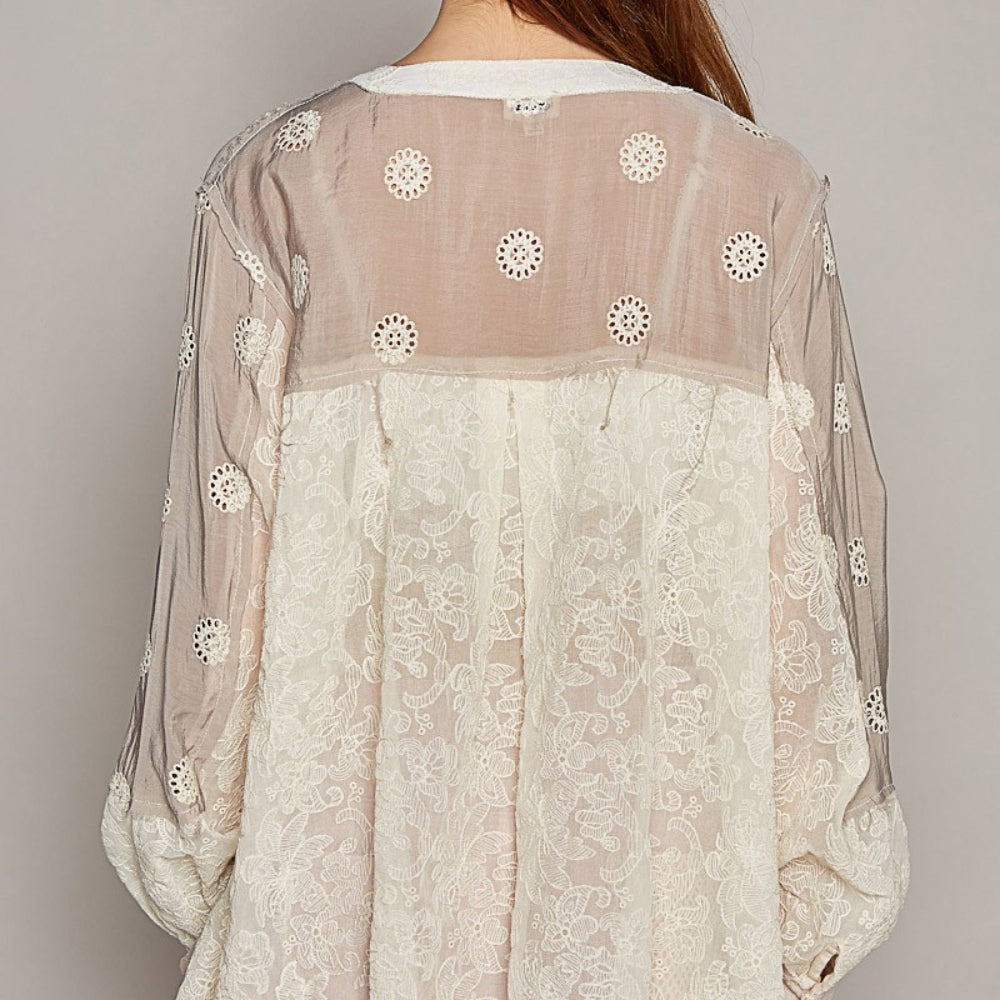 Eyelet Button Up Shirt