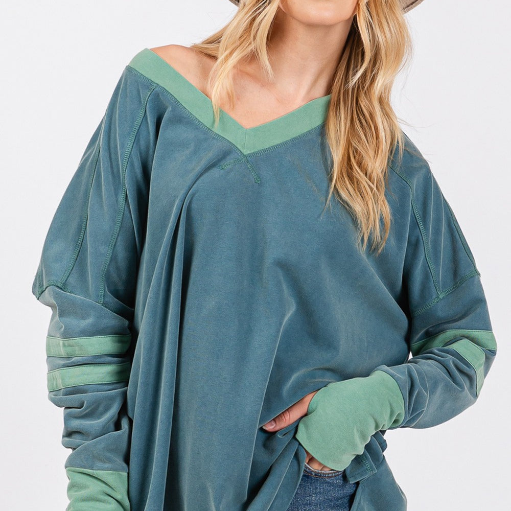 Mineral Wash Side Slit Contrast Top