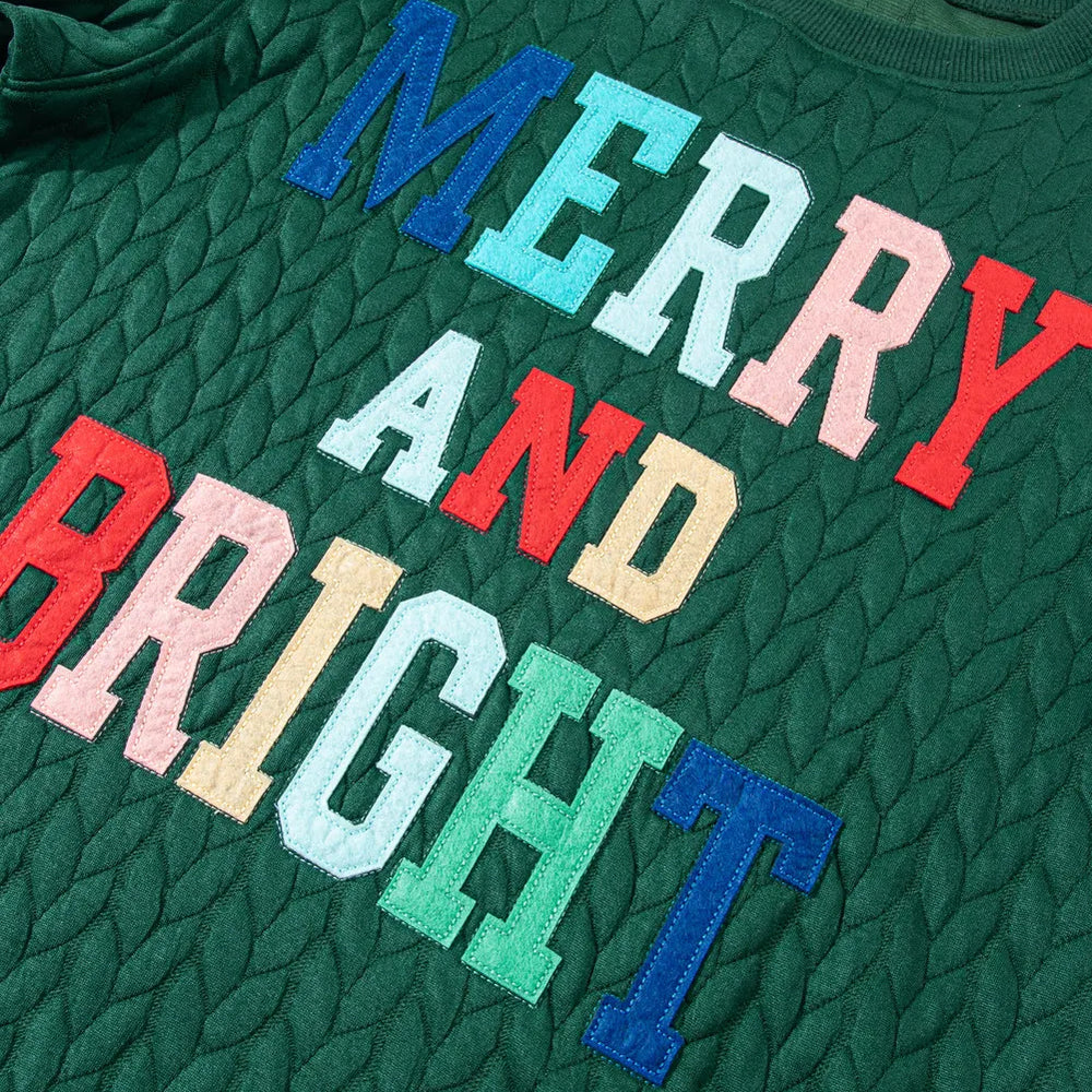 
                      
                        MERRY AND BRIGHT Cable Knit Pullover Sweatshirt
                      
                    