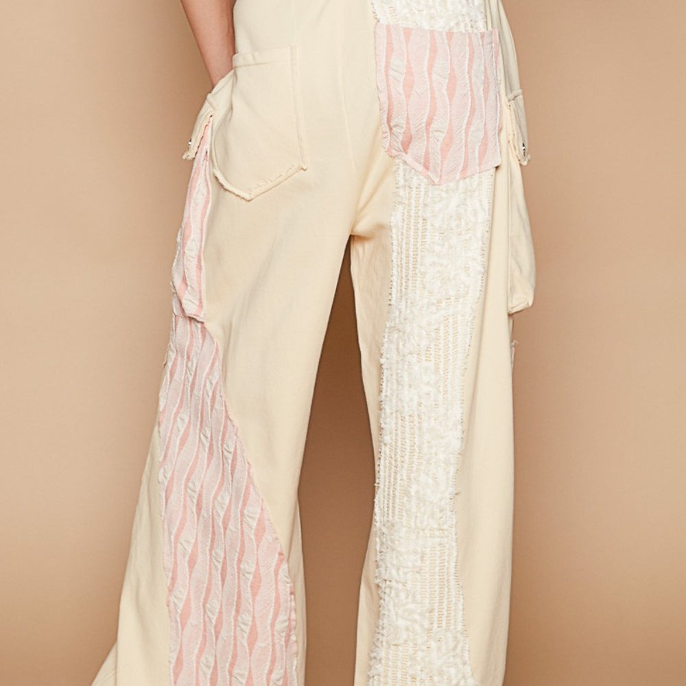 Crochet Contrast Drawstring Wide Leg Pants