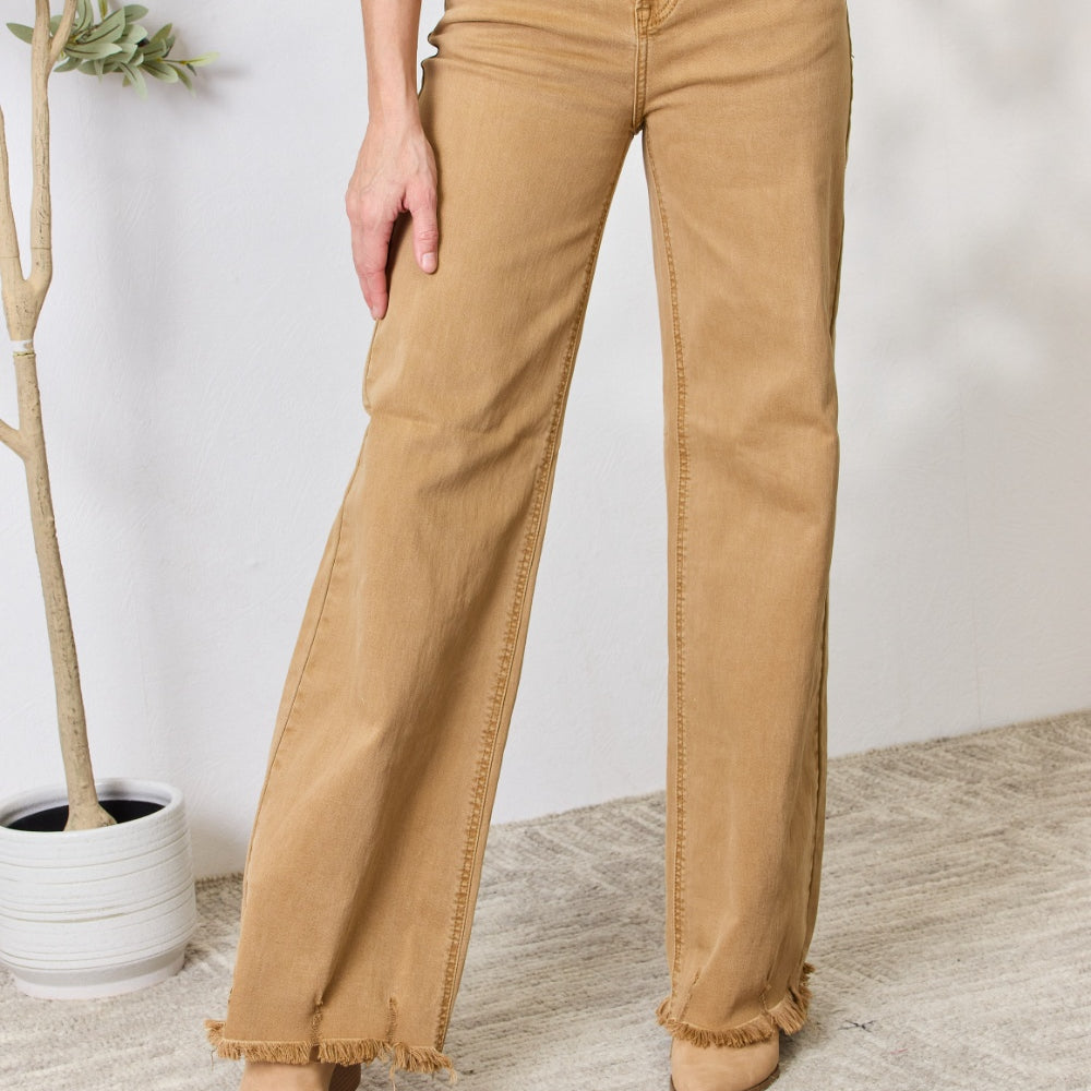 
                      
                        RISEN Fringe Hem Wide Leg Jeans
                      
                    