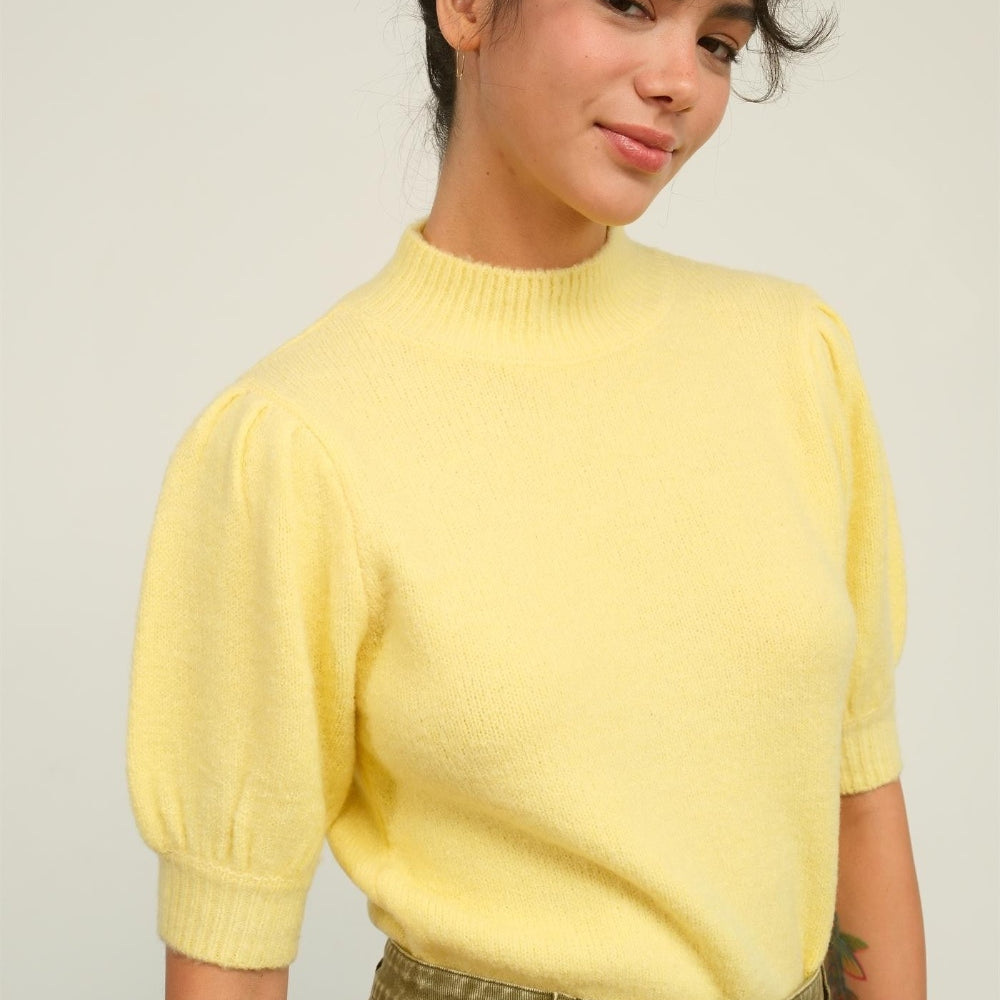 
                      
                        Mock Neck Puff Sleeve Sweater
                      
                    