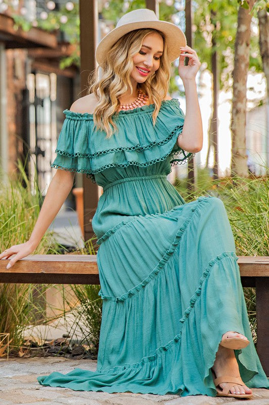 Sicilie Off The Shoulder Maxi Dress