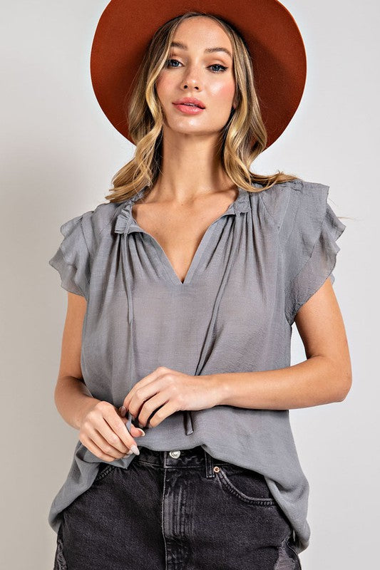 Natalie Ruffle Sleeve Top