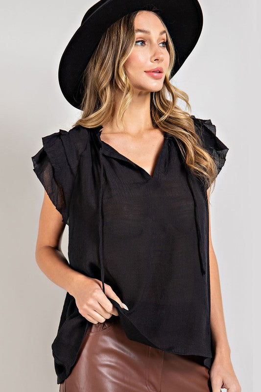 Natalie Ruffle Sleeve Top