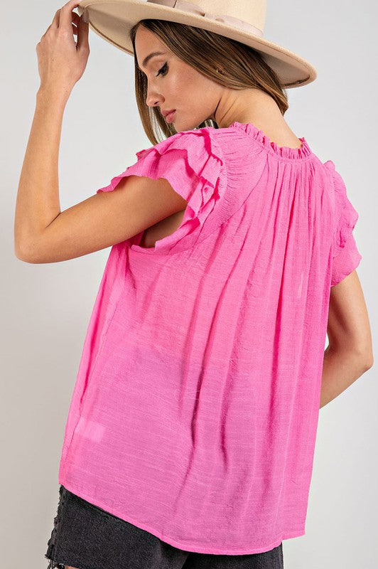 Natalie Ruffle Sleeve Top