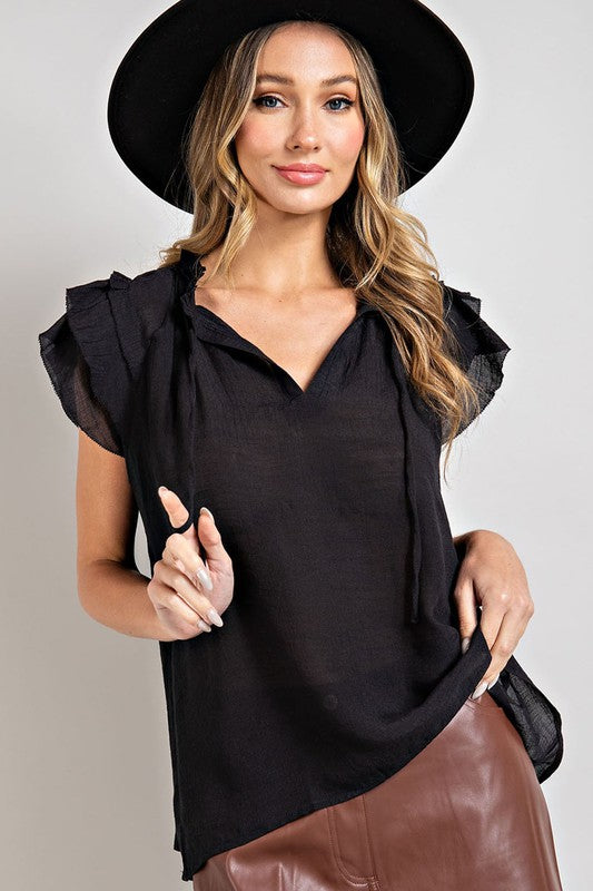 Natalie Ruffle Sleeve Top