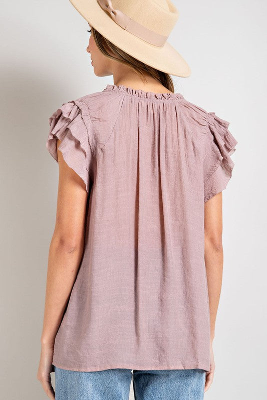Natalie Ruffle Sleeve Top