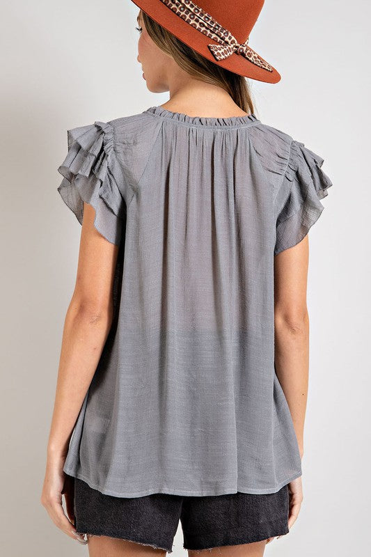 Natalie Ruffle Sleeve Top