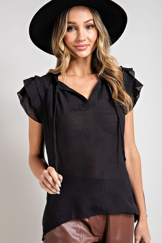Natalie Ruffle Sleeve Top