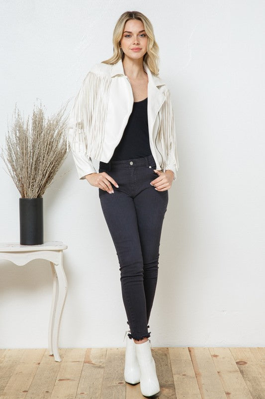 
                      
                        Brynne Faux Leather Moto Fringe Jacket
                      
                    