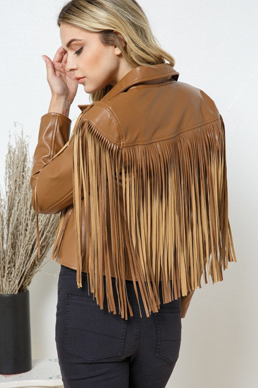 
                      
                        Brynne Faux Leather Moto Fringe Jacket
                      
                    