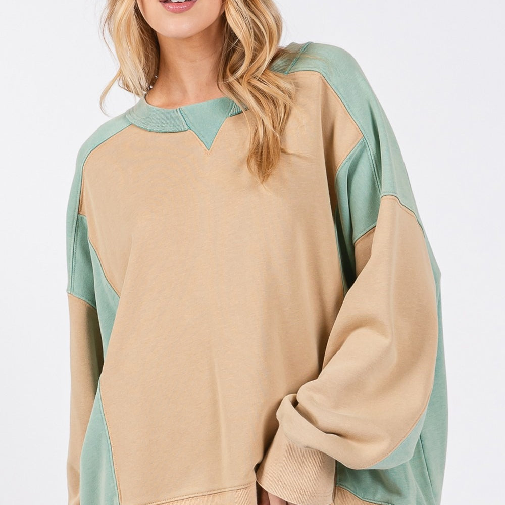 
                      
                        Color Block Round Neck Sweatshirt
                      
                    