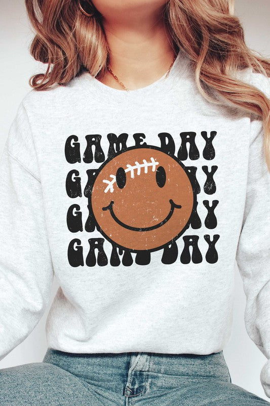 Game Day Happy Face Graphic Sweatshirt