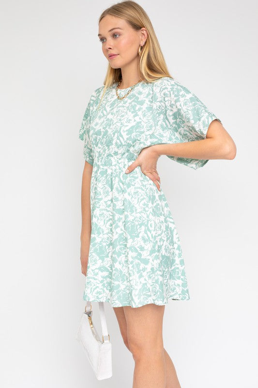 Cam Kimono Sleeve Floral Dress