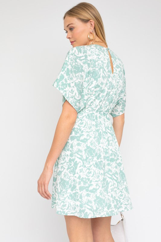 Cam Kimono Sleeve Floral Dress