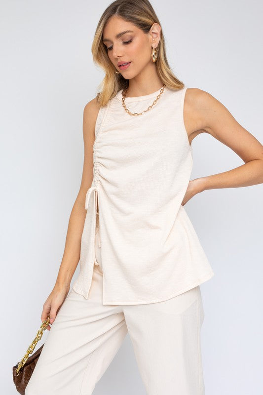 
                      
                        Melissa Sleeveless Ruched Top
                      
                    