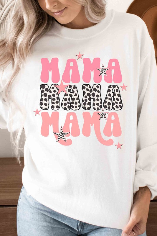 LEOPARD MAMA STARS GRAPHIC SWEATSHIRT