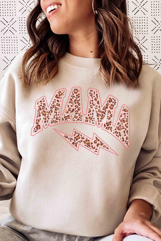 LEOPARD MAMA LIGHTNING GRAPHIC SWEATSHIRT