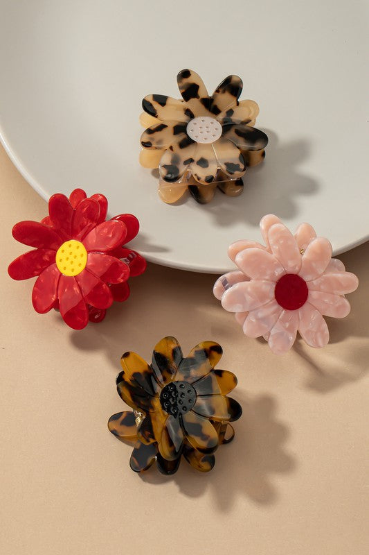 Acetate flower hair claw clip