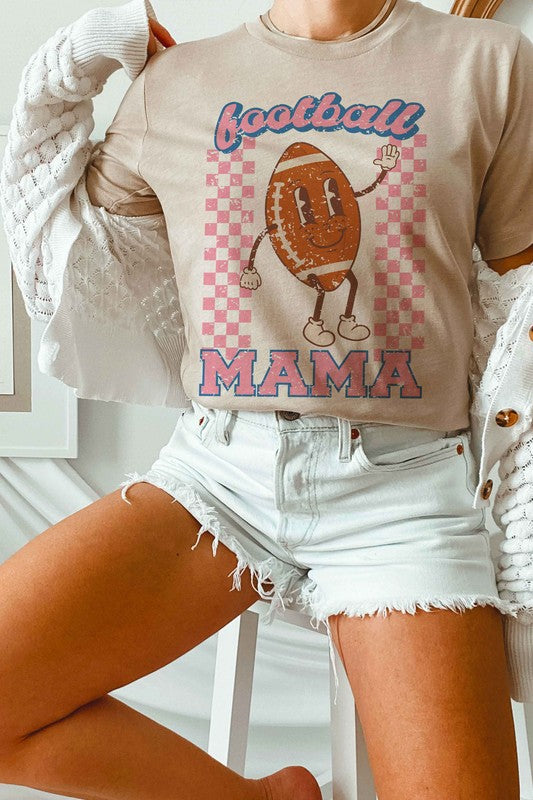 FOOTBALL MAMA HAPPY FACE GRAPHIC TEE