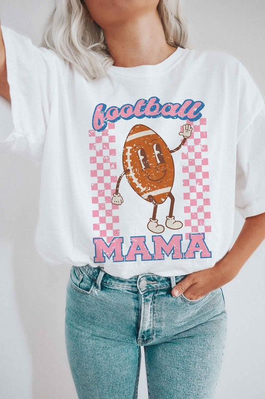 FOOTBALL MAMA HAPPY FACE GRAPHIC TEE