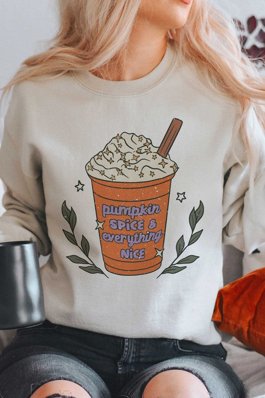 
                      
                        PUMPKIN SPICE & EVERYTHING NICE GRAPHIC SWEATSHIRT
                      
                    